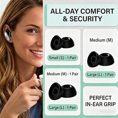 متوافق مع سماعات الأذن Bose Quietcomfort Ultra 2 Gen Tips، 3 أزواج مناسبة لأطراف استبدال سماعات الأذن Bose (S/M/L)، ملحقات سيليكون ناعمة سوداء in Kuwait