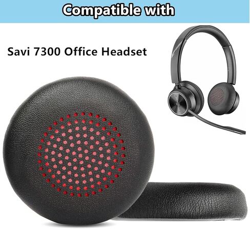 Savi 7300 Earpads Replacement Compatible with Poly Savi 7300 Office Headset Ear Pads Ear Cushions Protein Leather High-Density Foam Black in Kuwait