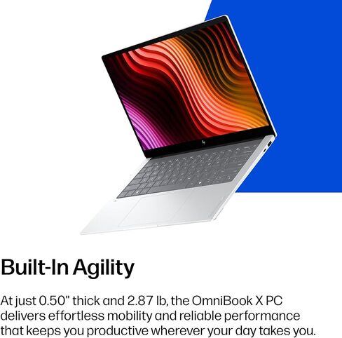 HP OmniBook X 14 inch Next Gen AI PC, 3K Touchscreen, Intel Core Ultra 7 356H, 24 GB RAM, 1 TB SSD, Intel Graphics, Windows 11 Home, Glacier Silver, 14-ka0099nr (2026) in Kuwait
