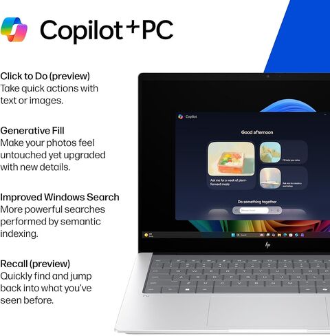 HP OmniBook X 14 inch Next Gen AI PC, 3K Touchscreen, Intel Core Ultra 7 356H, 24 GB RAM, 1 TB SSD, Intel Graphics, Windows 11 Home, Glacier Silver, 14-ka0099nr (2026) in Kuwait
