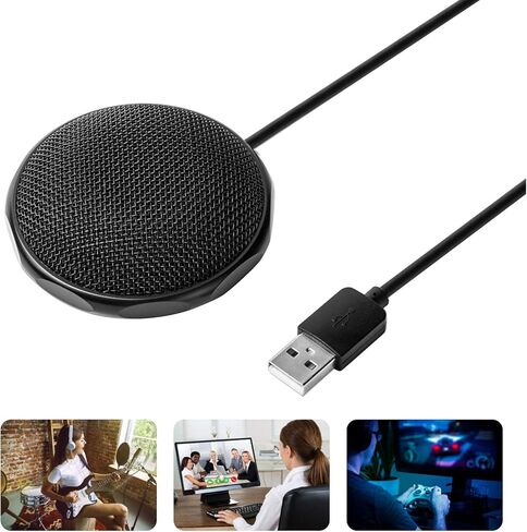 USB Condenser Microphone, Plug and Play Recording Microphone with Omnidirectional Cardioid Pickup & Built in Sound Card, Ideal for Computer, Laptop, Gaming & Streaming in Kuwait