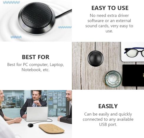 Condenser Microphone and Video Conference, Round Design, Conference Mic for Business and Gaming, Compatible with Laptop and Online Streaming in Kuwait