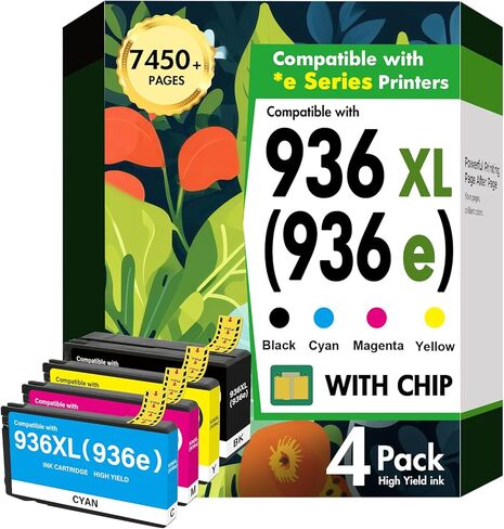 936XL 936 9125e Ink Cartridges Combo Pack: Replacement for HP 936e 936 Ink Cartridges for HP Printers OfficeJet Pro 9125e 9120e 9730e 9130 9135e 9122e 9128e 9110b 9120b 9130b 9130e in Kuwait