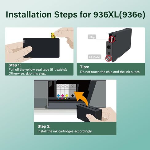 936XL 936 9125e Ink Cartridges Combo Pack: Replacement for HP 936e 936 Ink Cartridges for HP Printers OfficeJet Pro 9125e 9120e 9730e 9130 9135e 9122e 9128e 9110b 9120b 9130b 9130e in Kuwait