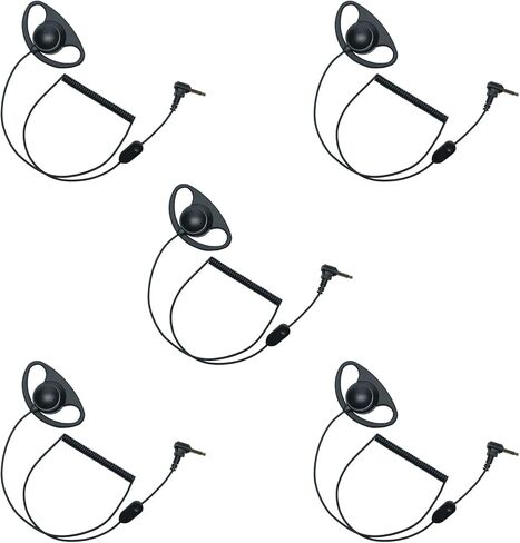3.5mm Police Listen Only Earpiece D Shape Soft Ear Hook Earpiece Surveillance Headset for Two Way Radio Speaker Mics 5Pack in Kuwait