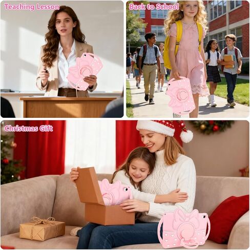حافظة HianDier لجهاز iPad A16 الجيل الحادي عشر 11 بوصة، حافظة iPad الجيل العاشر 10.9 بوصة 2022 للأطفال البنات مع مقبض حامل دوار لطيف على شكل قلب من السيليكون الناعم غطاء لوحي A16 iPad 11th، وردي in Kuwait