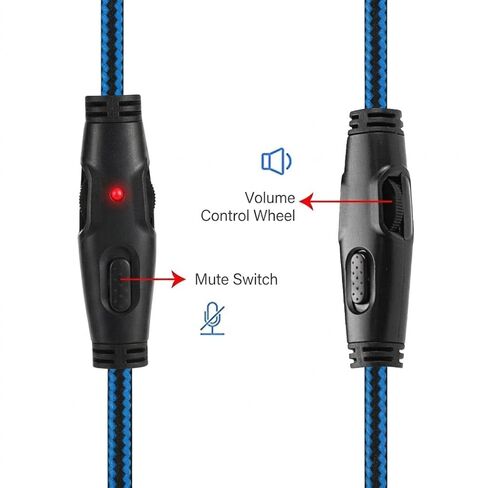 Replacement Aux Cable Cord, Wire with Mute and Volume Control Compatible for Kingston Cloud Alpha Cloud Mix Cloud Flight Gaming Headphones (Blue) in Saudi Arabia