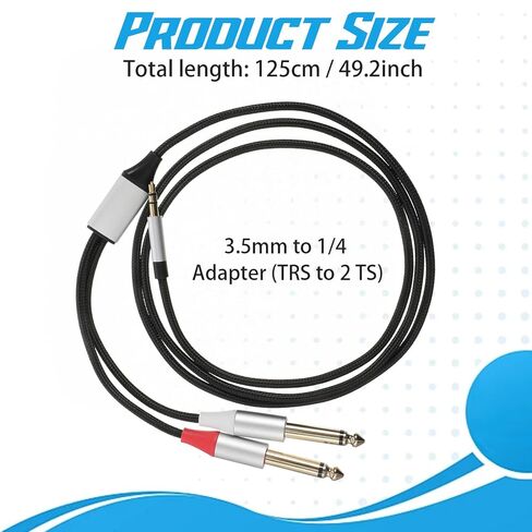 4ft 3.5mm إلى 1/4 محول كابل صوت ستيريو 1/4 بوصة TRS ستيريو Y-Splitter Insert Cable 3.5mm 1/8 "TRS إلى Dual 6.35mm 1/4" TS Mono Stereos Y-Cable Splitter Cord لسماعات الرأس جاك مكبر صوت الكمبيوتر المحمول in Kuwait