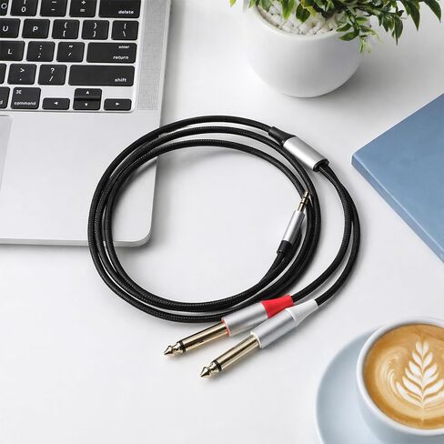 4ft 3.5mm إلى 1/4 محول كابل صوت ستيريو 1/4 بوصة TRS ستيريو Y-Splitter Insert Cable 3.5mm 1/8 "TRS إلى Dual 6.35mm 1/4" TS Mono Stereos Y-Cable Splitter Cord لسماعات الرأس جاك مكبر صوت الكمبيوتر المحمول in Kuwait