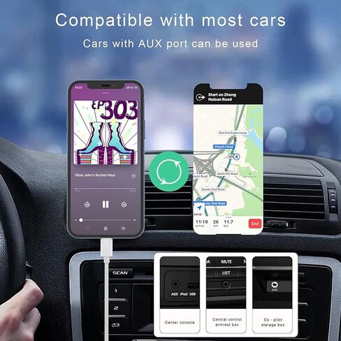 سلك Aux لهاتف iPhone، 2 حزمة كابل AUX لايتنينج إلى 3.5 مم لستيريو السيارة، مكبر الصوت، سماعة الرأس، كابل صوت مساعد متوافق مع iPhone 14 13 12 11 XS XR X 8 7 3.3FT in Kuwait