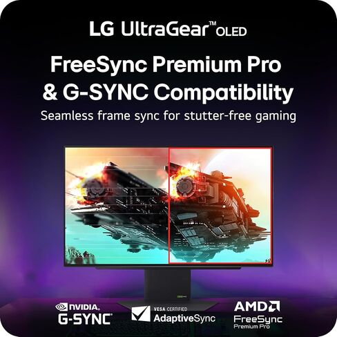 LG 32GX870A-B 32-inch Ultragear 4K UHD (3840 x 2160) OLED Gaming Monitor, Dual-Mode, 240Hz, 0.03ms, NVIDIA, AMD FreeSync Premium Pro, VESA Display HDR True Black 400, USB C, DP2.1 (Renewed) in Kuwait