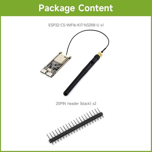 Waveshare ESP32-C5 لوحة تطوير Wi-Fi 6 ثنائية النطاق، 240 ميجاهرتز RISC-V، وحدة سلسلة ESP32-C5-WROOM-1، متعدد البروتوكولات RISC-V MCU، فلاش 32 ميجابايت وذاكرة PSRAM 8 ميجابايت، مع هوائي واي فاي خارجي ثنائي النطاق in Kuwait