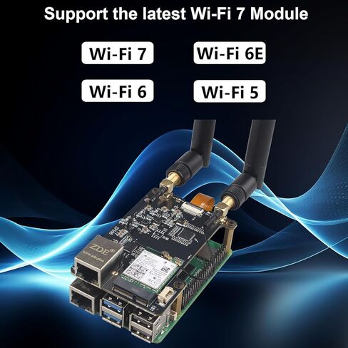 ZDE ZP596 PCIe to M.2 E Key WiFi7 6 6E 5 PCIe to 2.5G Ethernet Network Port HAT Adapter Expansion Board 2.5GB 2.5GBE for Raspberry Pi 5 Support Google TPU WiFi 7 BE200 WIFI6E AX210 MT7922 WIFI6 AX200 in Kuwait