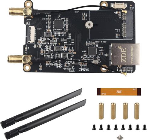 ZDE ZP596 PCIe to M.2 E Key WiFi7 6 6E 5 PCIe to 2.5G Ethernet Network Port HAT Adapter Expansion Board 2.5GB 2.5GBE for Raspberry Pi 5 Support Google TPU WiFi 7 BE200 WIFI6E AX210 MT7922 WIFI6 AX200 in Kuwait