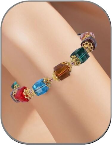 HANGINTHERE Northern Lights Crystals Bracelets for Women Transparent Elastic Crystal Glass Bracelet Elegance and Healing Energy Mother's Day Birthday Anniversary Jewelry Gift for Girls, no gemstone in Saudi Arabia