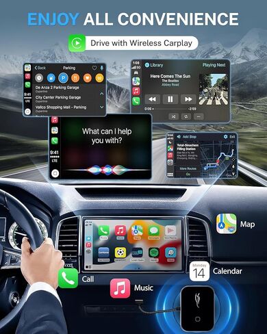 محول CarPlay اللاسلكي لهواتف iPhone وAndroid، تحويل سلكي إلى دونجل CarPlay لاسلكي، التوصيل والتشغيل USB-C، اتصال تلقائي، واي فاي 5 جيجا هرتز، متوافق مع iOS 10+ وAndroid 11+ Cars (أسود) in Kuwait