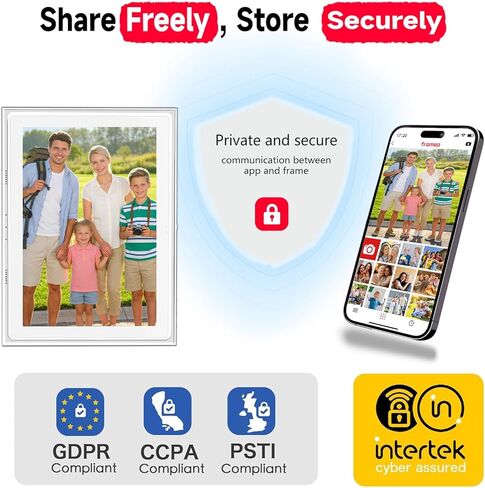 إطار صور رقمي FRAMEO WiFi 32GB 10.1 بوصة 800 * 1280 IPS شاشة تعمل باللمس إطار صورة رقمي سهل الإعداد ومشاركة الصور أو الفيديو عبر تطبيق Frameo in Kuwait