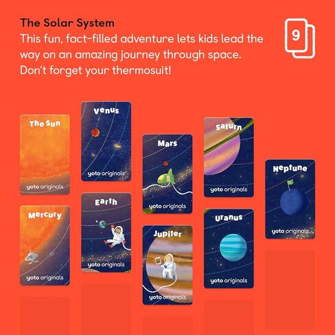 حزمة Yoto Player + حزمة المبتدئين للأطفال الكبار + النظام الشمسي + Brainbots: كوكبنا + سترة الفاكهة - مشغل صوت بلوتوث بدون شاشة للأطفال، جهاز سفر الكل في 1 للقصص والموسيقى in Kuwait