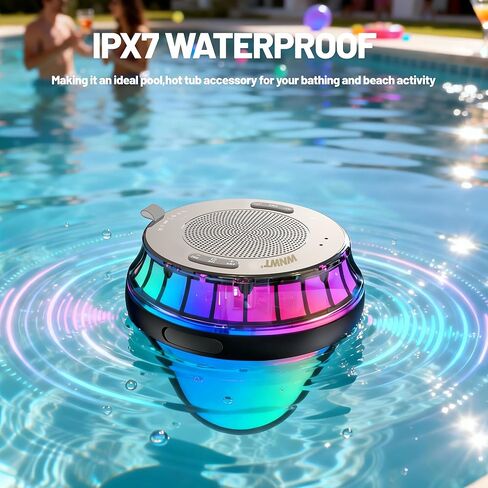 مكبر صوت عائم لحمام السباحة، مكبر صوت عائم مقاوم للماء IPX7 مع أضواء ملونة، صوت ستيريو عالي 15 وات، TWS، محمول، لاسلكي يجب أن يكون لديك هدايا للاستحمام والمنتجعات الصحية والشاطئ in Kuwait