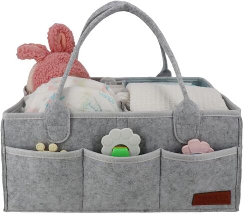 Sharth Baby Diaper Caddy Organizer with Handle, Baby Shower Gifts Basket Bag, Registry Search Must Haves Items, Nursery Storage Organizer for Newborn Girl Boy, Car Diaper Caddy (Beige) in Saudi Arabia