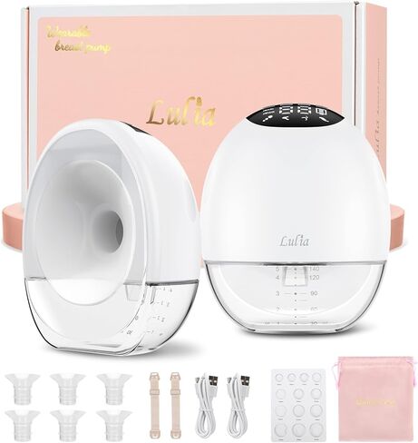 Lulia Breast Pump Hands Free, Upgraded Wearable Breast Pump, 380mmHg Strong Suction, 4 Modes & 9 Levels, Quickly Store Milk, 17/19/21/24MM Flanges, 2 Pack in Saudi Arabia