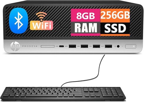 كمبيوتر مكتبي HP ProDesk 600 G4 SFF، كور i5-8500، ذاكرة الوصول العشوائي 8 جيجابايت، 256 جيجابايت SSD، لوحة مفاتيح وماوس، USB WiFi، USB BT، Windows 11 Pro (متجدد) in Kuwait