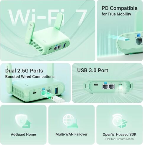 GL.iNet GL-MT3600BE (Beryl 7) Portable Travel Router & GL.iNet GL-MT6000 (Flint 2) WiFi 6 High Speed Gaming Routers in Kuwait