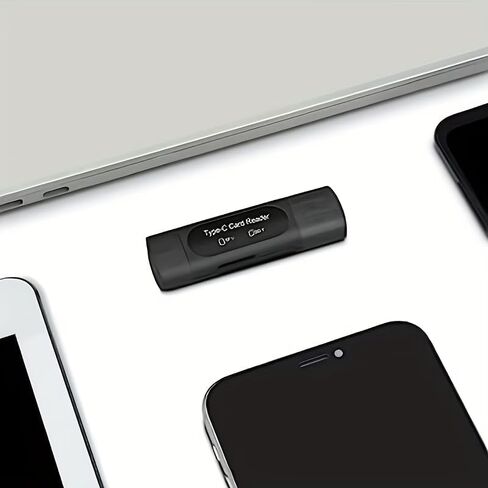 قارئ بطاقات الذاكرة بفتحة مزدوجة USB C ومحول USB A 4in1 لـ SD TF SDHC SDXC، موصل OTG مدمج للكمبيوتر اللوحي Galaxy Tablet، أسود in Kuwait