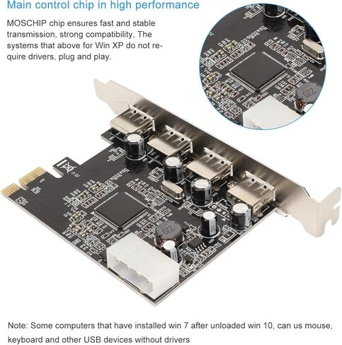 بطاقة توسيع Yunseity PCIe إلى USB 2.0، 4 منافذ 4 Pin Power 480 ميجا بايت / ثانية سهلة التركيب، مع شريحة MOSCHIP للكمبيوتر المكتبي إلى in Kuwait
