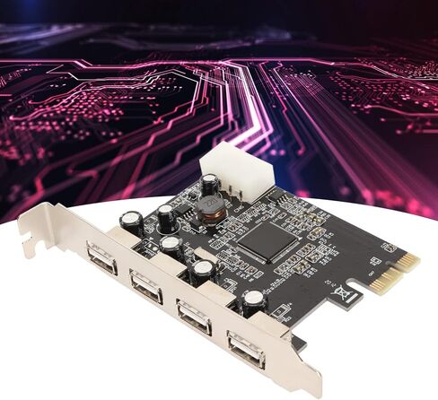 بطاقة توسيع Yunseity PCIe إلى USB 2.0، 4 منافذ 4 Pin Power 480 ميجا بايت / ثانية سهلة التركيب، مع شريحة MOSCHIP للكمبيوتر المكتبي إلى in Kuwait