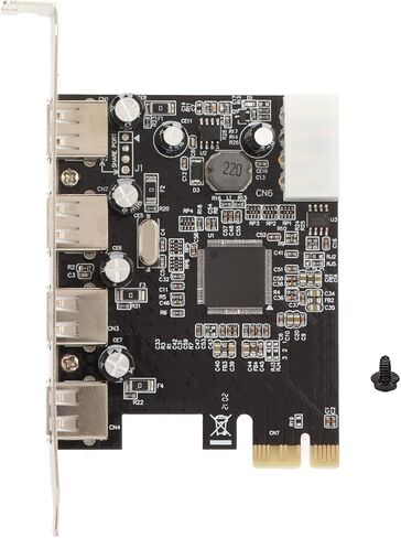 بطاقة توسيع Yunseity PCIe إلى USB 2.0، 4 منافذ 4 Pin Power 480 ميجا بايت / ثانية سهلة التركيب، مع شريحة MOSCHIP للكمبيوتر المكتبي إلى in Kuwait