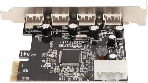 بطاقة توسيع PCIe إلى USB 2.0، 4 منافذ 480 ميجا بايت / ثانية شريحة MOSCHIP مع مصدر طاقة 4Pin، لسطح المكتب PCI Express x1 x4 x8 x16 in Kuwait