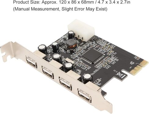 بطاقة توسيع PCIe إلى USB 2.0، 4 منافذ 480 ميجا بايت / ثانية شريحة MOSCHIP مع مصدر طاقة 4Pin، لسطح المكتب PCI Express x1 x4 x8 x16 in Kuwait