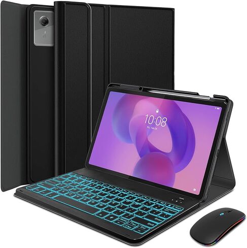 حافظة لوحة مفاتيح بإضاءة خلفية لجهاز 2025 Lenovo Idea Tab Plus 12.1 بوصة/Tab K12، لوحة مفاتيح لاسلكية قابلة للفصل بإضاءة خلفية 7 ألوان مع حافظة فوليو من جلد البولي يوريثان لجهاز Lenovo Idea Tab Plus 2025 in Kuwait