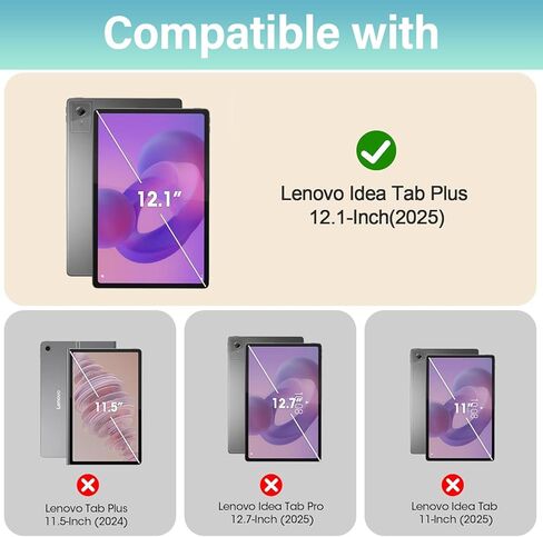 حافظة لوحة مفاتيح بإضاءة خلفية لجهاز 2025 Lenovo Idea Tab Plus 12.1 بوصة/Tab K12، لوحة مفاتيح لاسلكية قابلة للفصل بإضاءة خلفية 7 ألوان مع حافظة فوليو من جلد البولي يوريثان لجهاز Lenovo Idea Tab Plus 2025 in Kuwait