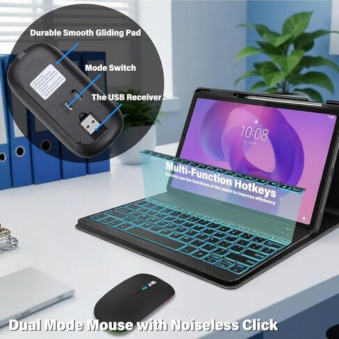 حافظة لوحة مفاتيح بإضاءة خلفية لجهاز 2025 Lenovo Idea Tab Plus 12.1 بوصة/Tab K12، لوحة مفاتيح لاسلكية قابلة للفصل بإضاءة خلفية 7 ألوان مع حافظة فوليو من جلد البولي يوريثان لجهاز Lenovo Idea Tab Plus 2025 in Kuwait