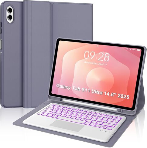 Touch Keyboard Case for Samsung Galaxy Tab S11 Ultra 14.6 Inch 2025, Galaxy Tab S11 Ultra Case Keyboard with Precise Trackpad, Backlit Keypad with S Pen Holder for Samsung Tablet 14.6'', Lavender in Kuwait