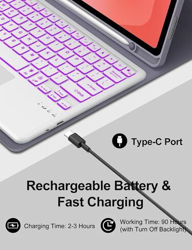 Touch Keyboard Case for Samsung Galaxy Tab S11 Ultra 14.6 Inch 2025, Galaxy Tab S11 Ultra Case Keyboard with Precise Trackpad, Backlit Keypad with S Pen Holder for Samsung Tablet 14.6'', Lavender in Kuwait
