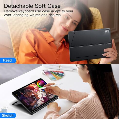 حافظة لوحة مفاتيح JUQITECH لجهاز Samsung Galaxy Tab S11 11 بوصة 2025، حافظة حماية ناعمة بمسند مغناطيسي قابل للفصل لاسلكي 7 ألوان غطاء لوحة مفاتيح بإضاءة خلفية مع فتحة قلم S لـ SM-X730 SM-X736B in Kuwait