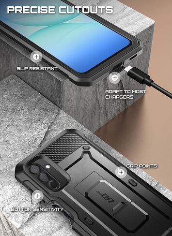 SUPCASE for Samsung Galaxy A17 5G Phone Case with Screen Protector (Unicorn Beetle Pro), [Built-in Stand & Belt-Clip] [Military-Grade Protection] Full Body Heavy Duty Phone Case for Galaxy A17, Black in Kuwait