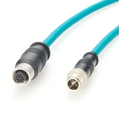 IP67 M12 X رمز ذكر إلى D رمز أنثى كابل اتصال إيثرنت Cat6A سلسلة سحب عالية المرونة محمية متوافقة مع IFM E80412 لـ Profinet وEtherNet/IP وModbus TCP وPLC والروبوتات (2M/6.6FT) in Kuwait
