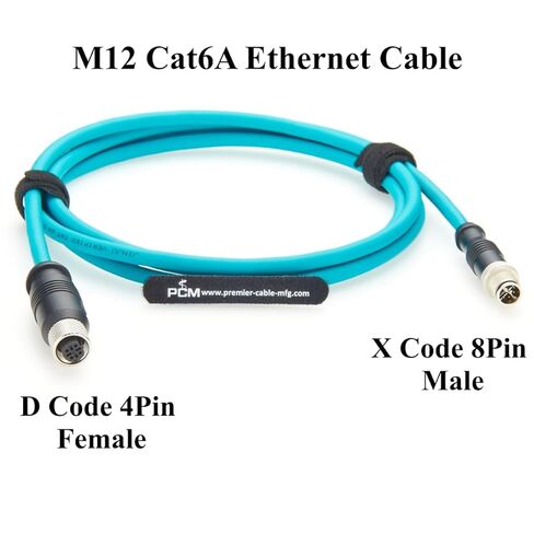 IP67 M12 X رمز ذكر إلى D رمز أنثى كابل اتصال إيثرنت Cat6A سلسلة سحب عالية المرونة محمية متوافقة مع IFM E80412 لـ Profinet وEtherNet/IP وModbus TCP وPLC والروبوتات (2M/6.6FT) in Kuwait