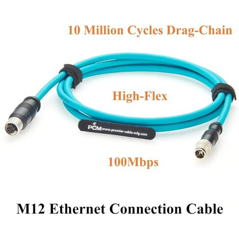 IP67 M12 X رمز ذكر إلى D رمز أنثى كابل اتصال إيثرنت Cat6A سلسلة سحب عالية المرونة محمية متوافقة مع IFM E80412 لـ Profinet وEtherNet/IP وModbus TCP وPLC والروبوتات (2M/6.6FT) in Kuwait