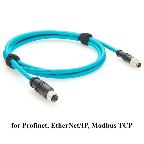 IP67 M12 X رمز ذكر إلى D رمز أنثى كابل اتصال إيثرنت Cat6A سلسلة سحب عالية المرونة محمية متوافقة مع IFM E80412 لـ Profinet وEtherNet/IP وModbus TCP وPLC والروبوتات (2M/6.6FT) in Kuwait