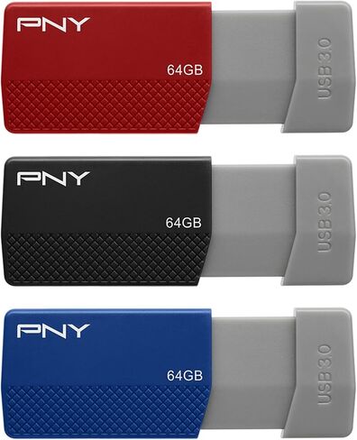 PNY USB 3.0 Flash Drives, 64GB, Assorted Colors, Pack Of 3 Drives in Kuwait