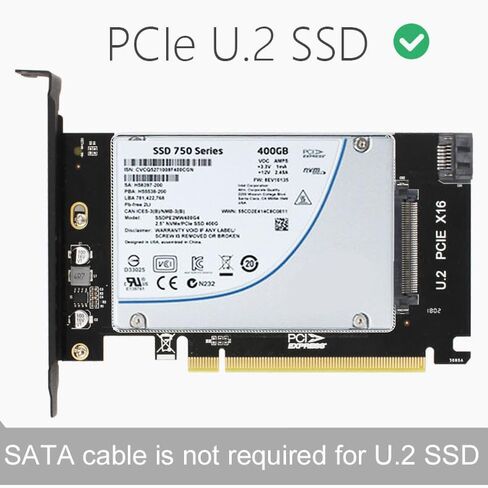 محول U.2 إلى PCIe SFF-8639 NVMe/SATA SSD لوحة محول لفتحة PCIe x16، الجيل الثالث عالي السرعة، لا حاجة إلى برنامج تشغيل in Kuwait