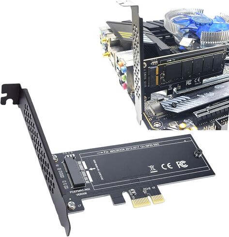 بطاقة محول Zunate 12+16 Pin SSD إلى M.2 KEYM PCIE 1X، متوافقة مع الكمبيوتر المحمول Pro 2013-2017 لأجهزة 10 11 وأنظمة التوصيل والتشغيل in Kuwait