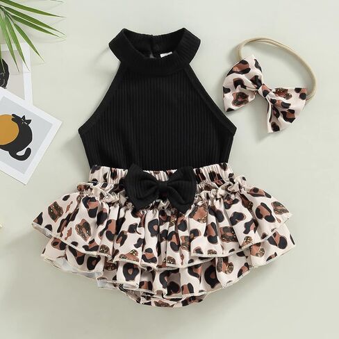 Infant Baby Girl Clothes Sleeveless Halter Tops Ruffle Shorts And Headband 3Pcs Set in Saudi Arabia