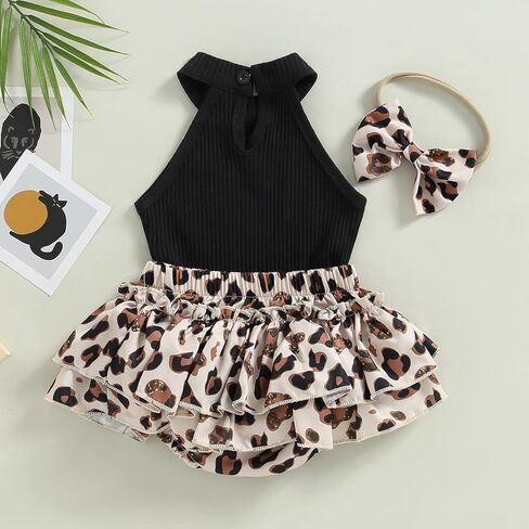 Infant Baby Girl Clothes Sleeveless Halter Tops Ruffle Shorts And Headband 3Pcs Set in Saudi Arabia