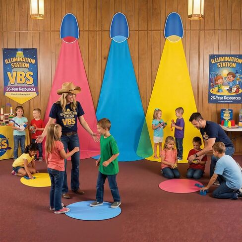 طقم إضاءة ديكورات Frienda VBS كريستيان 2026 مجموعة مشهد الكتاب المقدس للعطلات 2026 خلفية مضيئة تحت عنوان VBS ديكورات الحفلات الدينية مرحلة كشك الصور دعامة خلفية جدار ديكور in Kuwait